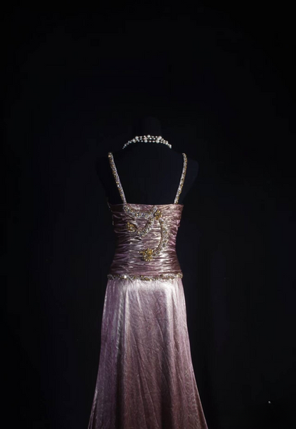 Robe de bal longue en satin style princesse rétro, bretelles trapèze, perles, tenue de soirée, de remise de diplôme, pour femmes, AU578