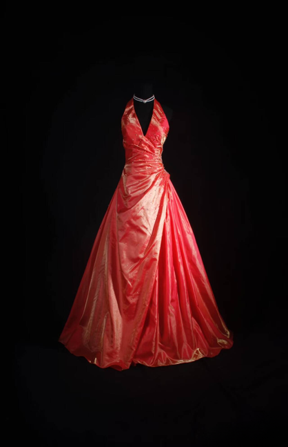 Retro Ball Gown Halter Satin Beads Long Prom Dresses Party Dress Graduation Outfits For Women AU584