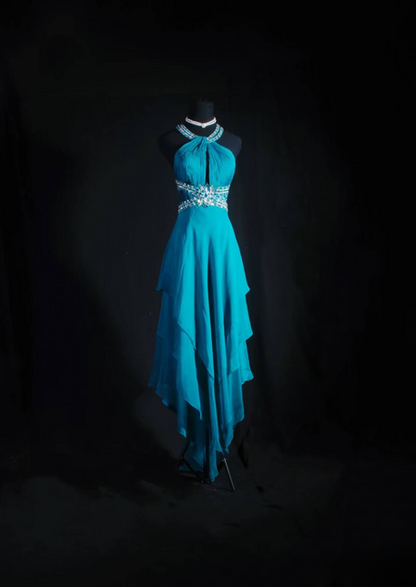Vintage Prom Dresses 1950s Retro Classy A Line Halter Chiffon Party Dress Graduation Outfit For Women AU588