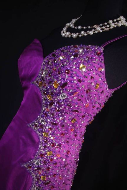 Robe de bal longue style sirène rétro asymétrique en mousseline de soie, perles argentées, raisin, tenue de soirée, de remise de diplôme, pour femmes, AU599