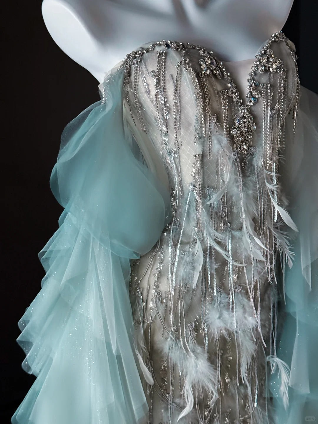 Robe de bal sirène de luxe en tulle bleu ciel clair, décolleté en cœur, longue robe de soirée pour 22e anniversaire, robe de remise de diplôme, AU648