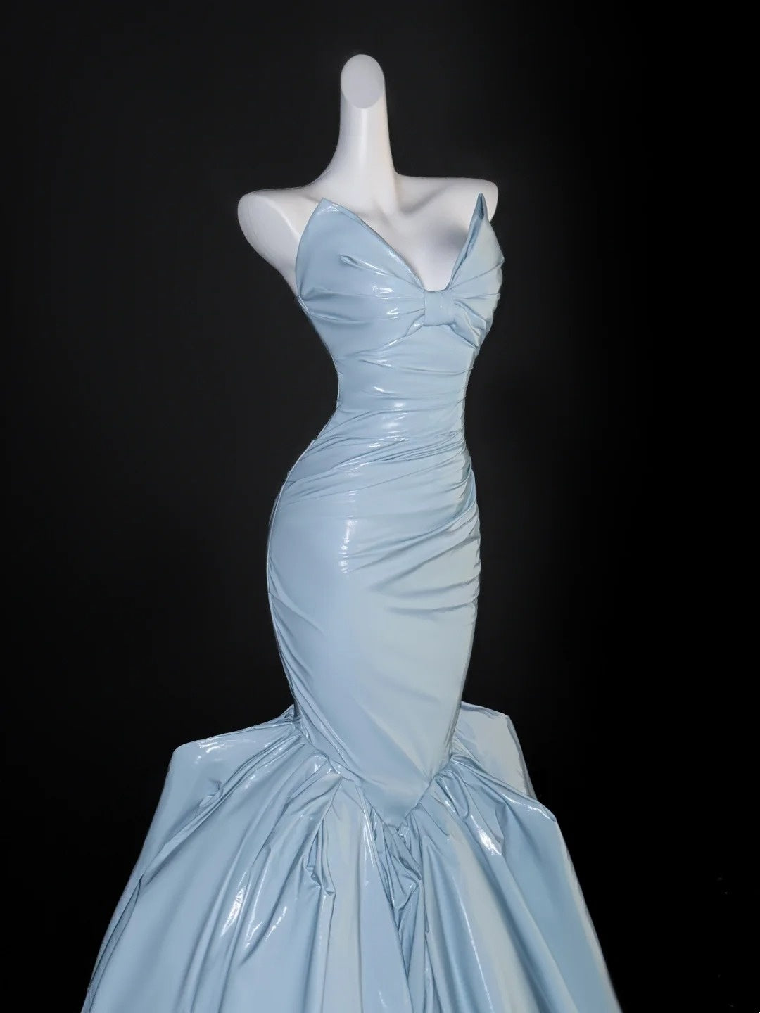 Elegant Mermaid Sweetheart Light Sky Blue Satin Prom Dresses Party Dress 16th Birthday Outfits Senior Graduation Dress AU667