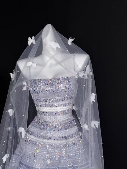 Robe de bal vintage à bretelles spaghetti en tulle et paillettes, robe de bal longue pour fête, tenue d'anniversaire, robe de remise de diplôme, AU671