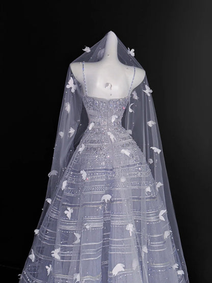 Robe de bal vintage à bretelles spaghetti en tulle et paillettes, robe de bal longue pour fête, tenue d'anniversaire, robe de remise de diplôme, AU671
