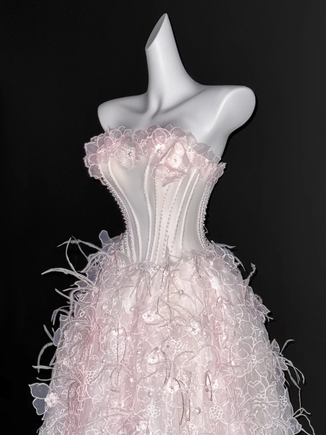 Robe de bal élégante en tulle rose blush, décolleté en cœur, robe de bal longue en dentelle, tenue de fête pour 18e anniversaire, robe de remise de diplôme, AU675