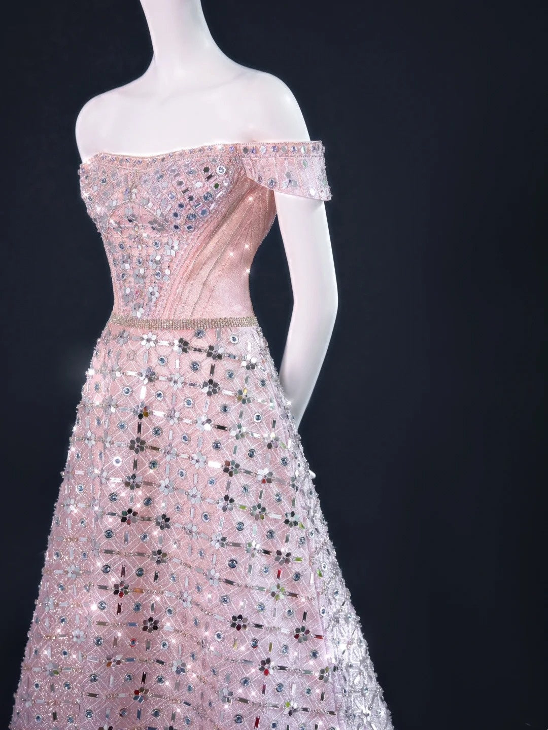 Robe de bal élégante à épaules dénudées, robe de bal rose longue, tenue de fête pour 18e anniversaire, robe de remise de diplôme, AU734