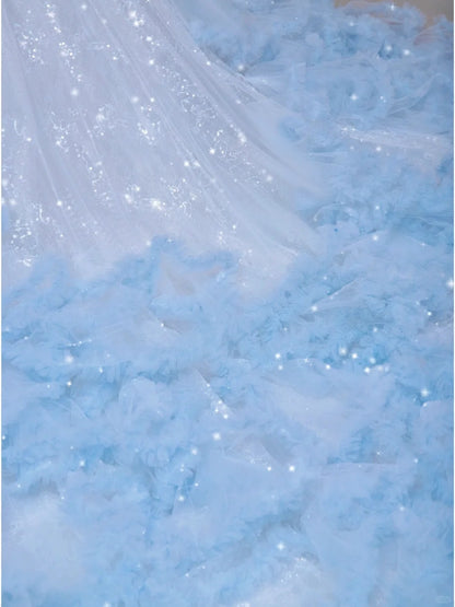 Luxury Quinceanera Dresses Ball Gown Strapless Blue Birthday Gowns Vestidos De 15 Anos Formal Party Long Sweet 16 Dress AU818