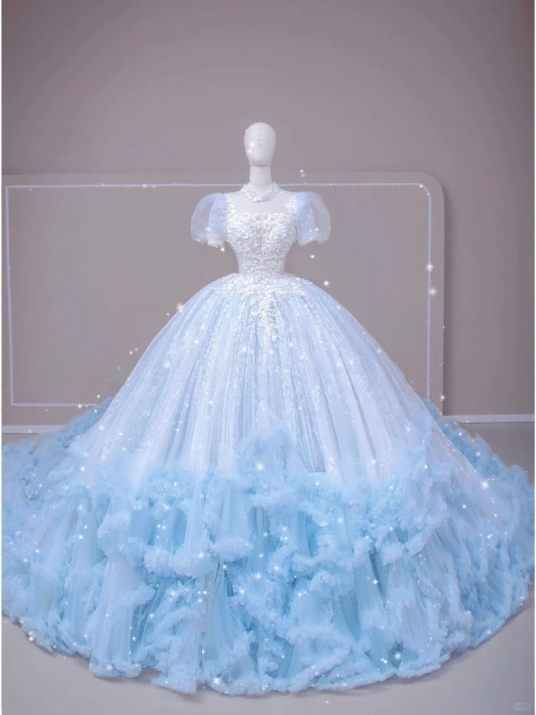 Luxury Quinceanera Dresses Ball Gown Strapless Blue Birthday Gowns Vestidos De 15 Anos Formal Party Long Sweet 16 Dress AU818