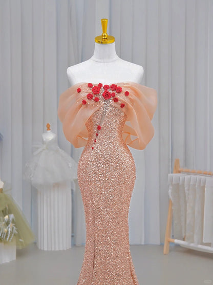 Classy Mermaid Off The Shoulder Sequin Prom Dresses Long Party Dress 18th Birthday Outfit Senior High School Dance Dress AU828