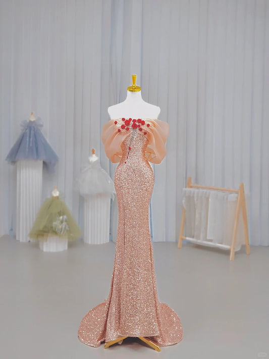 Classy Mermaid Off The Shoulder Sequin Prom Dresses Long Party Dress 18th Birthday Outfit Senior High School Dance Dress AU828
