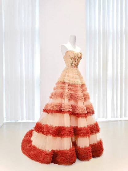 Robe de Quinceanera de luxe, robe de bal, bustier, en tulle, robe d'anniversaire, robe de soirée formelle, longue, pour 16 ans, AU846