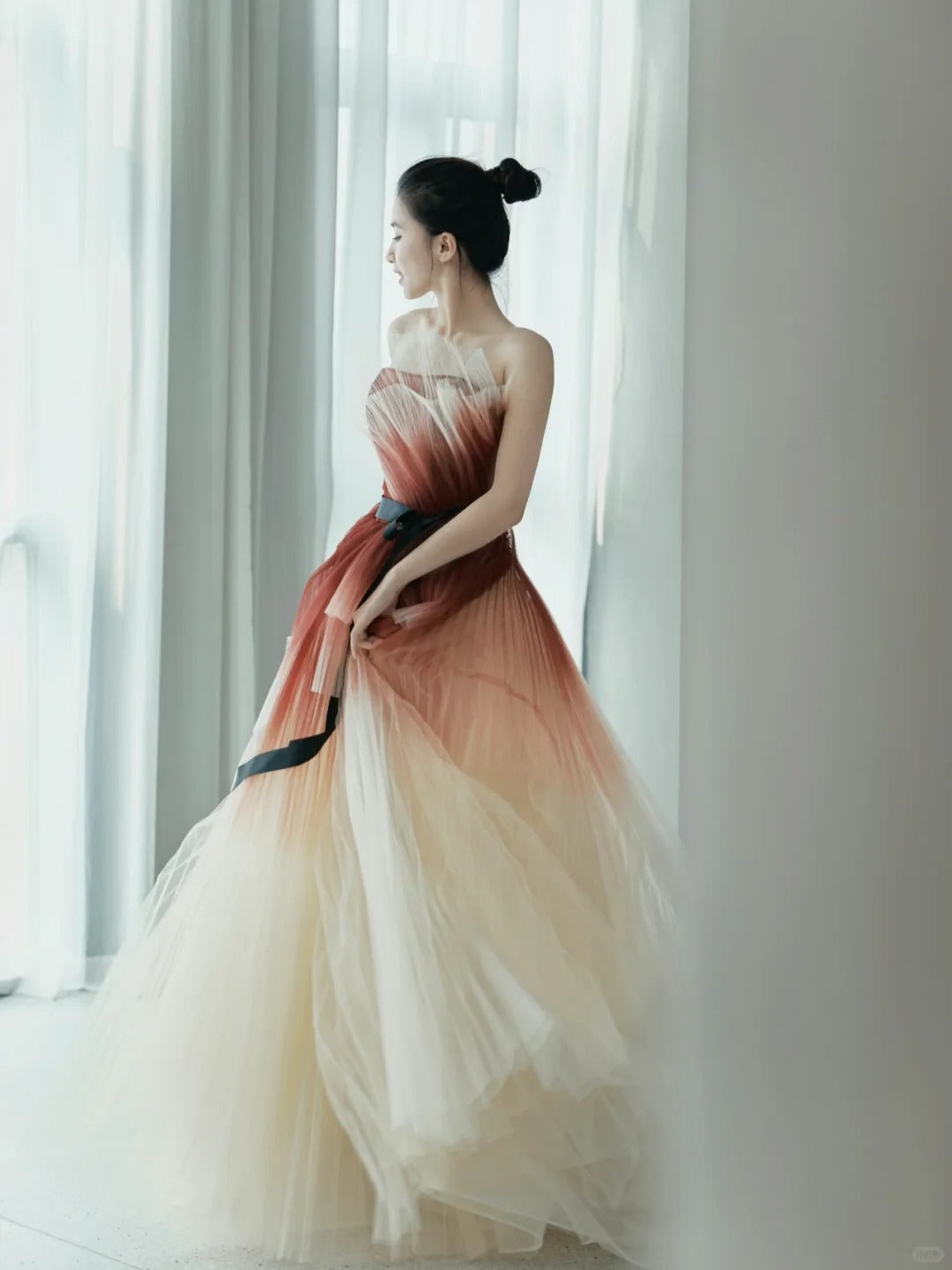 Robe de bal romantique sans bretelles en tulle, robe de soirée longue, tenue de 21e anniversaire, robe de remise de diplôme, AU855