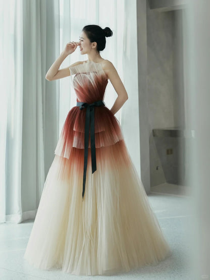 Robe de bal romantique sans bretelles en tulle, robe de soirée longue, tenue de 21e anniversaire, robe de remise de diplôme, AU855