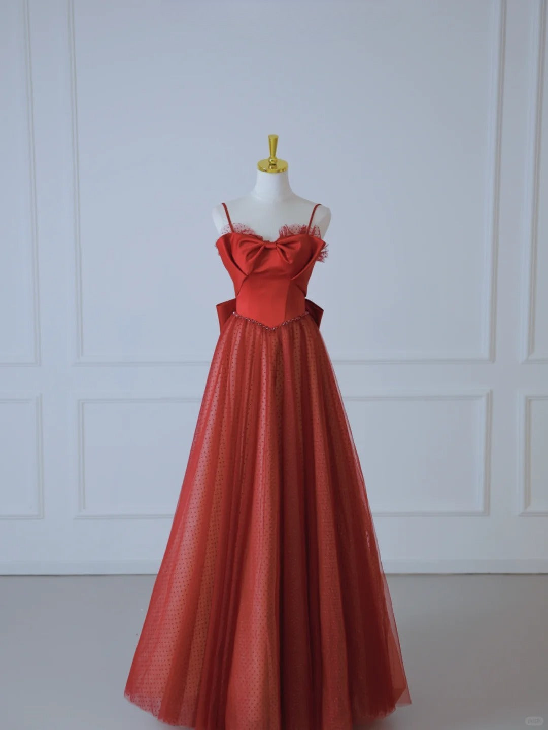 Classy A Line Spaghetti Straps Rust Red Tulle Prom Dresses Long 18th Birthday Outfit Senior High School Dance Party Dress AU880