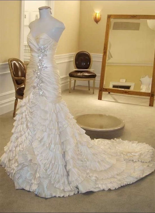 Timeless Mermaid Sweetheart Long Wedding Dress Fairytale Formal Wedding Dresses Civil Brides Gowns B190