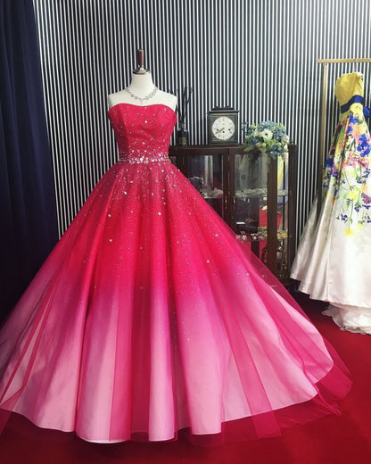 Robe de bal esthétique en tulle rose ombré, décolleté en cœur, longue, style Quinceanera, années 2000, robe Sweet 15/16, B235