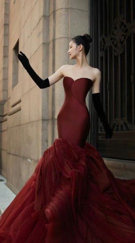 Bescheidene Meerjungfrau Sweetheart Burgunder Tüll Ballkleider Inspiration Trendy Ballkleider Prinzessin Formelles Ballkleid B236