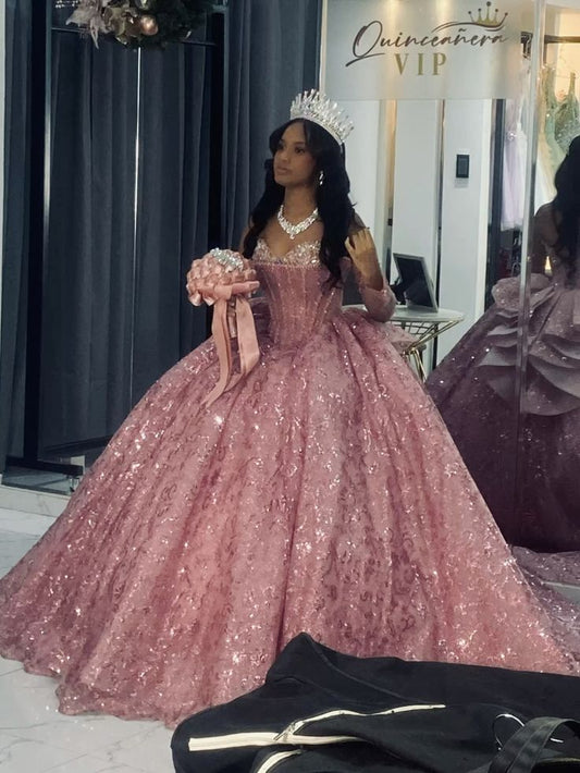 Glittering Luxury Quinceanera Dress Ruffles Ball Gown Sweetheart Vestidos De 15 Anos Formal Party Long Gorgeous Prom Dresses Sweet 16 Dress B274