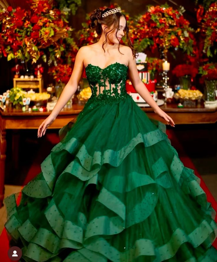 Robe de bal modeste en tulle vert, décolleté en cœur, avec appliques, longue robe de bal, inspiration robe de bal formelle B297