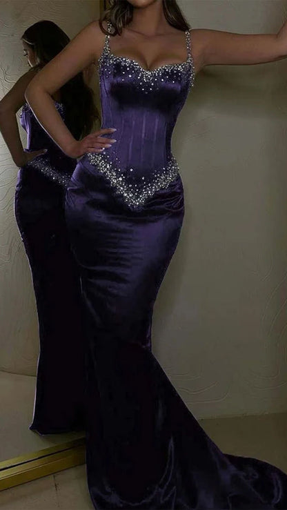 Bescheidene Meerjungfrau Spaghettiträger Schwarze Ballkleider Inspiration Funkelndes Geburtstagskleid Prinzessin Abschlusskleid B360