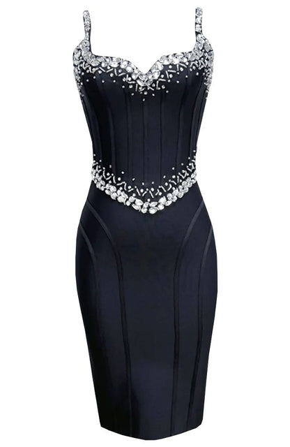 Bescheidene Meerjungfrau Spaghettiträger Schwarze Ballkleider Inspiration Funkelndes Geburtstagskleid Prinzessin Abschlusskleid B360