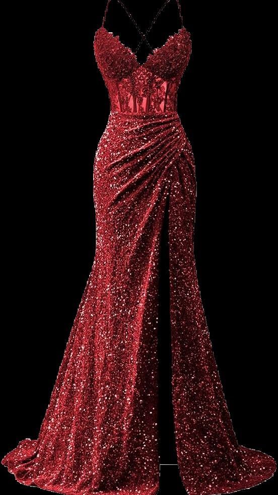 Elegante Meerjungfrau Spaghettiträger Burgund Pailletten Ballkleider Inspiration Trendy Abendkleider Formelle Party Ballkleid B377