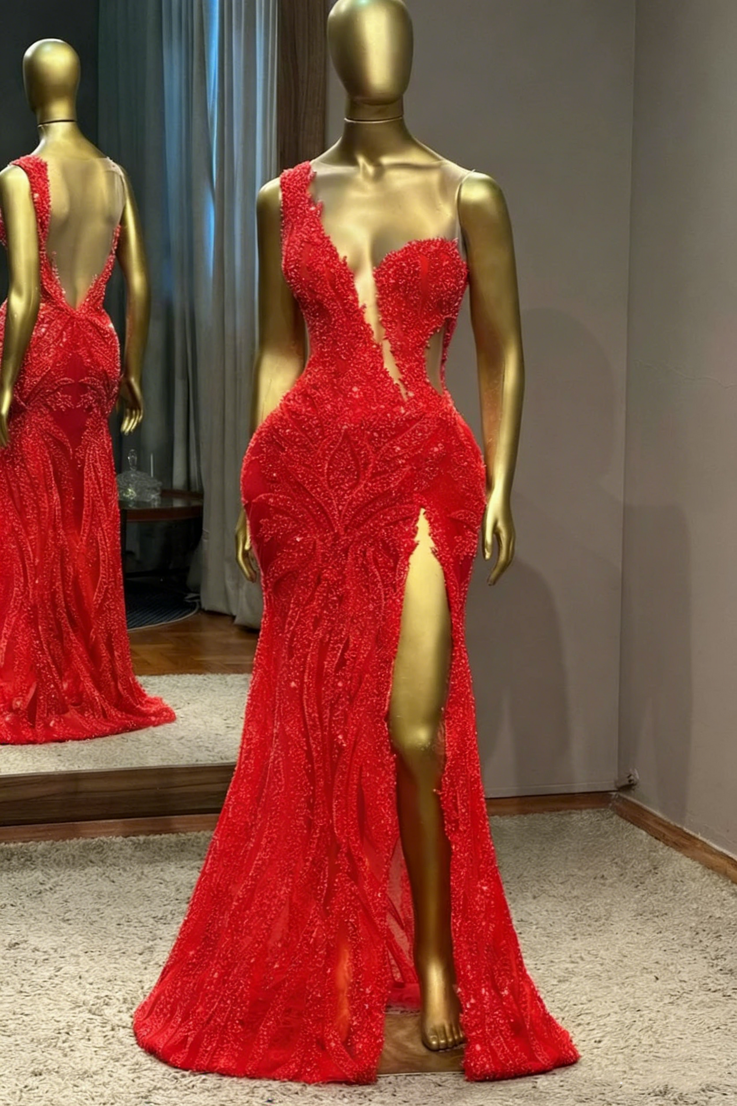 Stunning Mermaid Scoop Neck Pink Slit Sequin Prom Dresses Inspiration Prom Dress Princess Graduation Dress B425