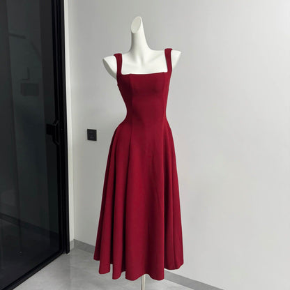 Sexy A-Linie Square Neck Satin Burgunderrot Ballkleider Inspiration Einfaches Abschlusskleid B459