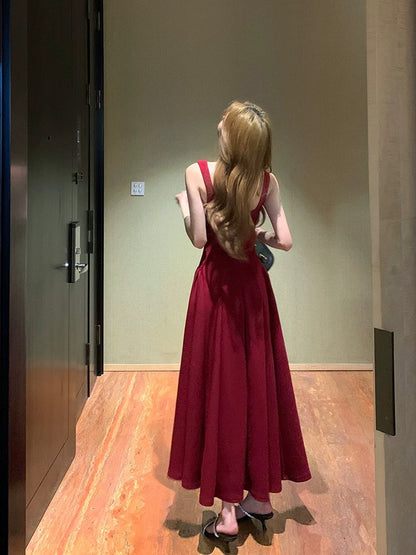 Sexy A-Linie Square Neck Satin Burgunderrot Ballkleider Inspiration Einfaches Abschlusskleid B459