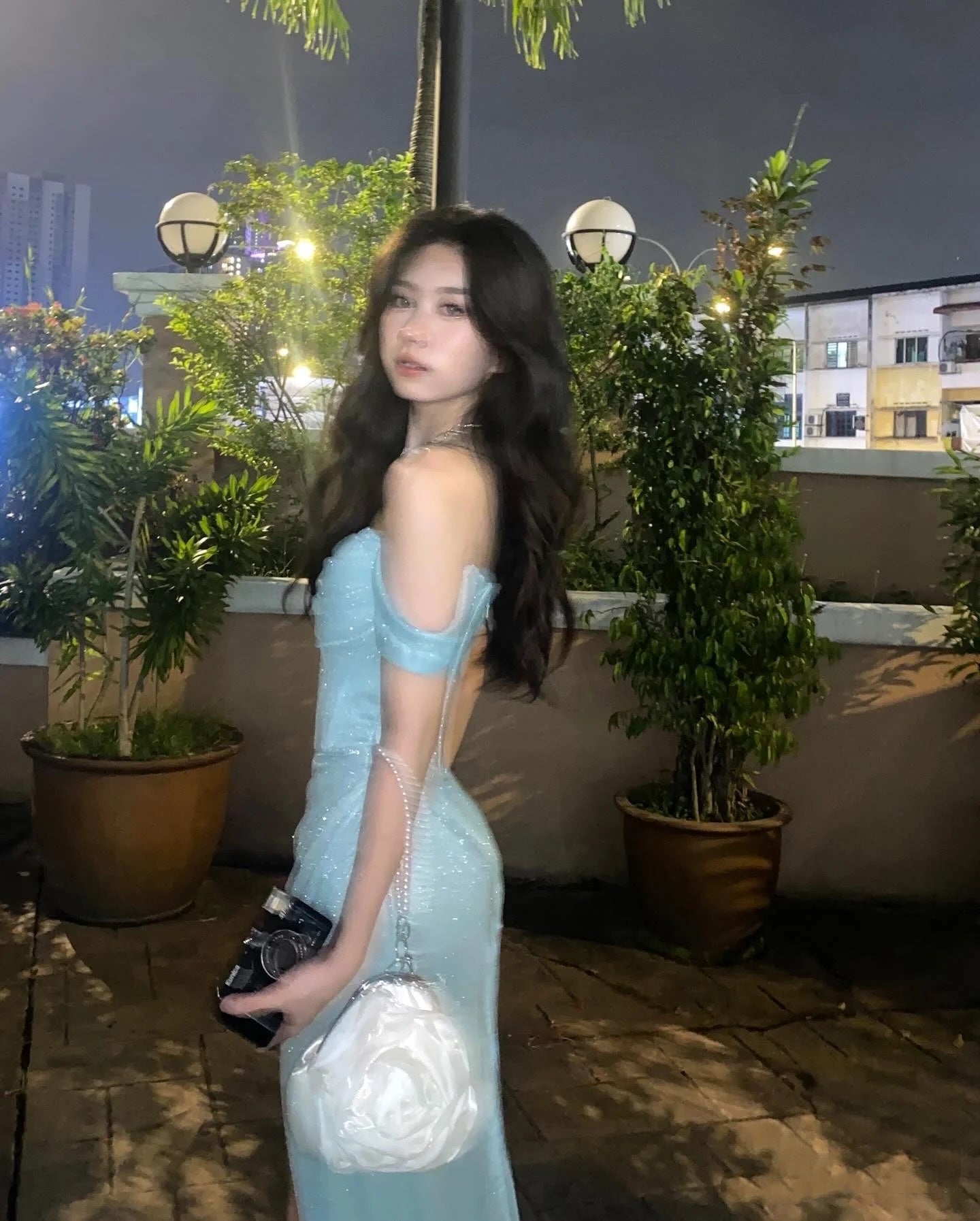 Charming Mermaid Off The Shoulder Light Sky Blue Sequin Slit Prom Dresses Formal Gown Princess Graduation Dress B476