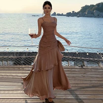 Robe de bal longue bleu ciel, style sirène, sexy, bretelles spaghetti, robe de soirée, robe de princesse, robe de remise de diplôme, B487