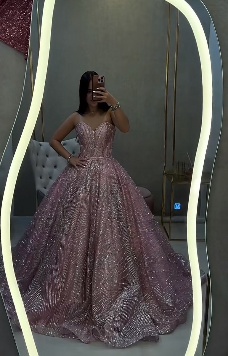 Charmante robe de bal en cœur à paillettes roses, robe de bal d'inspiration princesse, robe de remise de diplôme B530