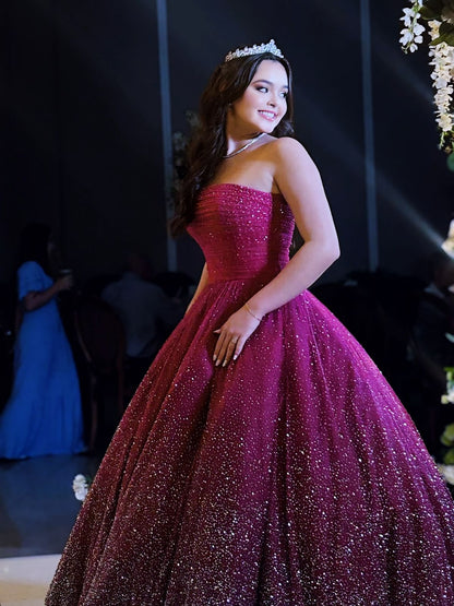 Charmante robe de bal bustier à paillettes raisin, robe de bal d'inspiration princesse, robe de remise de diplôme B532