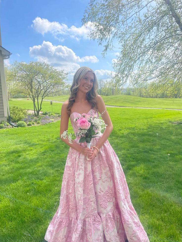Modest Ball Gown Sweetheart Lace Pink Long Prom Dresses Party Dress 18th Birthday Outfits Graduation Dress B555