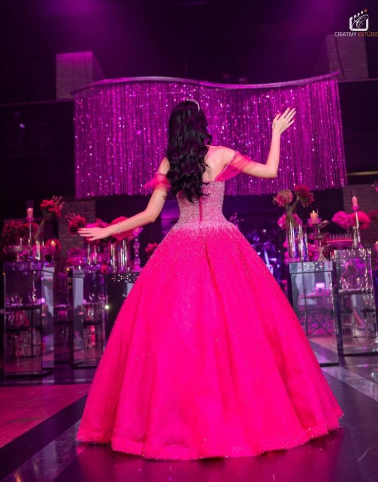 Robe de bal modeste à épaules dénudées, en tulle rose vif, longue, robe de soirée, tenue de 20e anniversaire, robe de remise de diplôme, B557