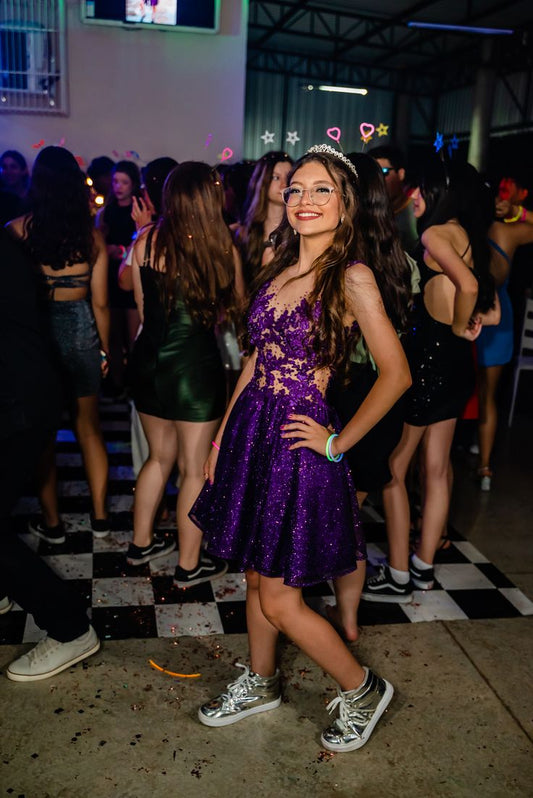 Gorgeous Ball Gown Scoop Grape Lace Sequin Short 16th Birthday Dress Cocktail Gowns Homecoming Dresses B558