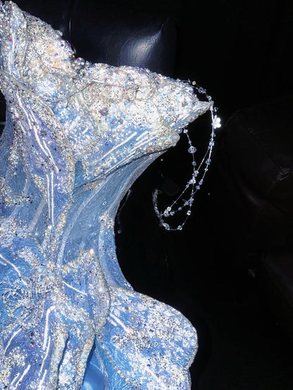 Cute Ball Gown Sweetheart Light Blue Sequin Short 16th Birthday Outfits Homecoming Dresses Cocktail Gown B576
