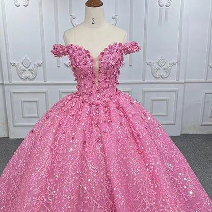Modest Quinceanera Kleider Ballkleid Weg Von Der Schulter Pailletten Rosa Geburtstag Kleider Vestidos De 15 Anos Formale Party Lange Süße 16 kleid B606