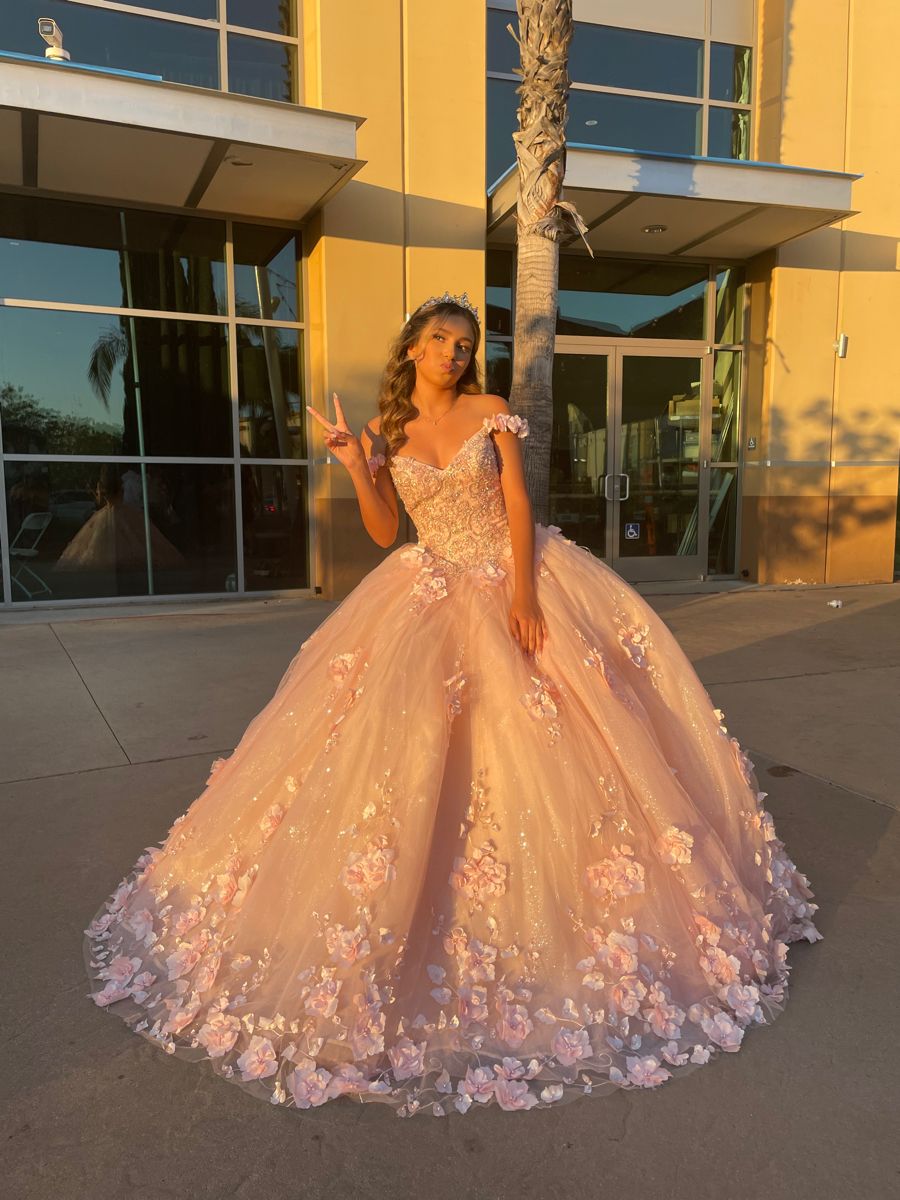 Jolies robes de Quinceanera, robe de bal, épaules dénudées, tulle rose blush, appliques, robes d'anniversaire, robes de soirée formelles, robe longue pour les 16 ans, B625