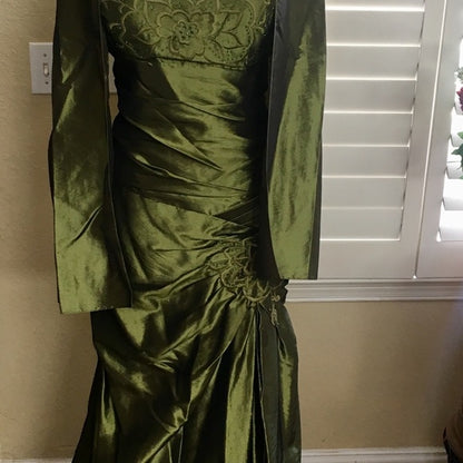 Vintage Mermaid Strapless Olive Green Taffeta Long 1950s Retro Classy Prom Dresses Party Dress 21st Birthday Outfits Graduation Dress B629