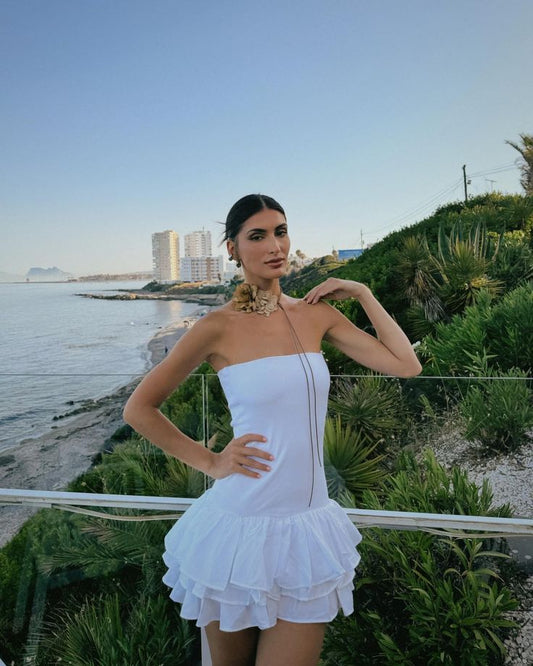 Trendy A Line Strapless White Short 16th Birthday Dress Freshman Homecoming Dresses Cocktail Gown B684