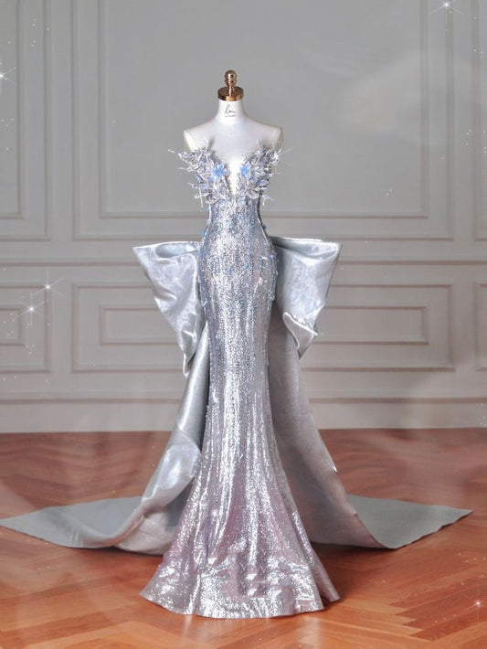 Elegant Mermaid Sweetheart Sequin Sleeveless Long Floor Length Prom Dress Inspiration Prom Dresses B71