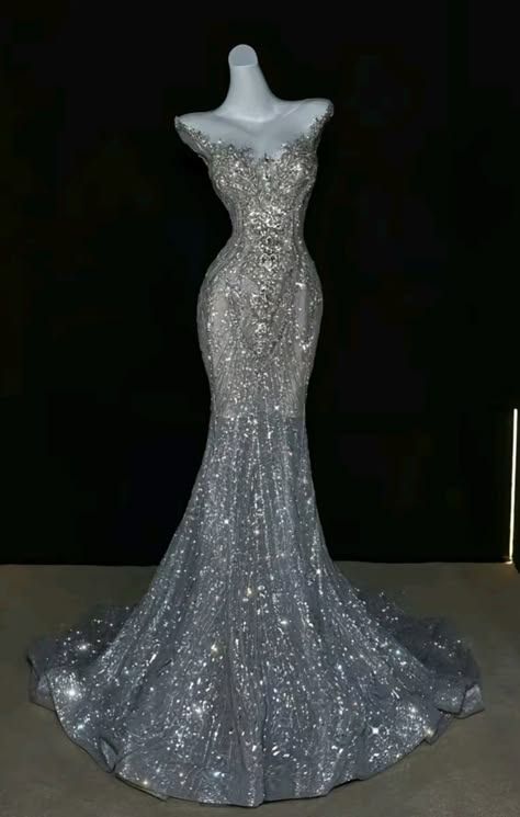 Robe de mariée sirène de rêve à col rond et paillettes argentées, longue, robe de mariée féerique et scintillante B75