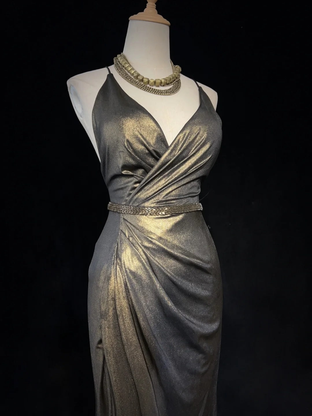 Trendige Ballkleider Inspiration Meerjungfrau Spaghettiträger Gala Satin Vintage Festliches Kleid N3186