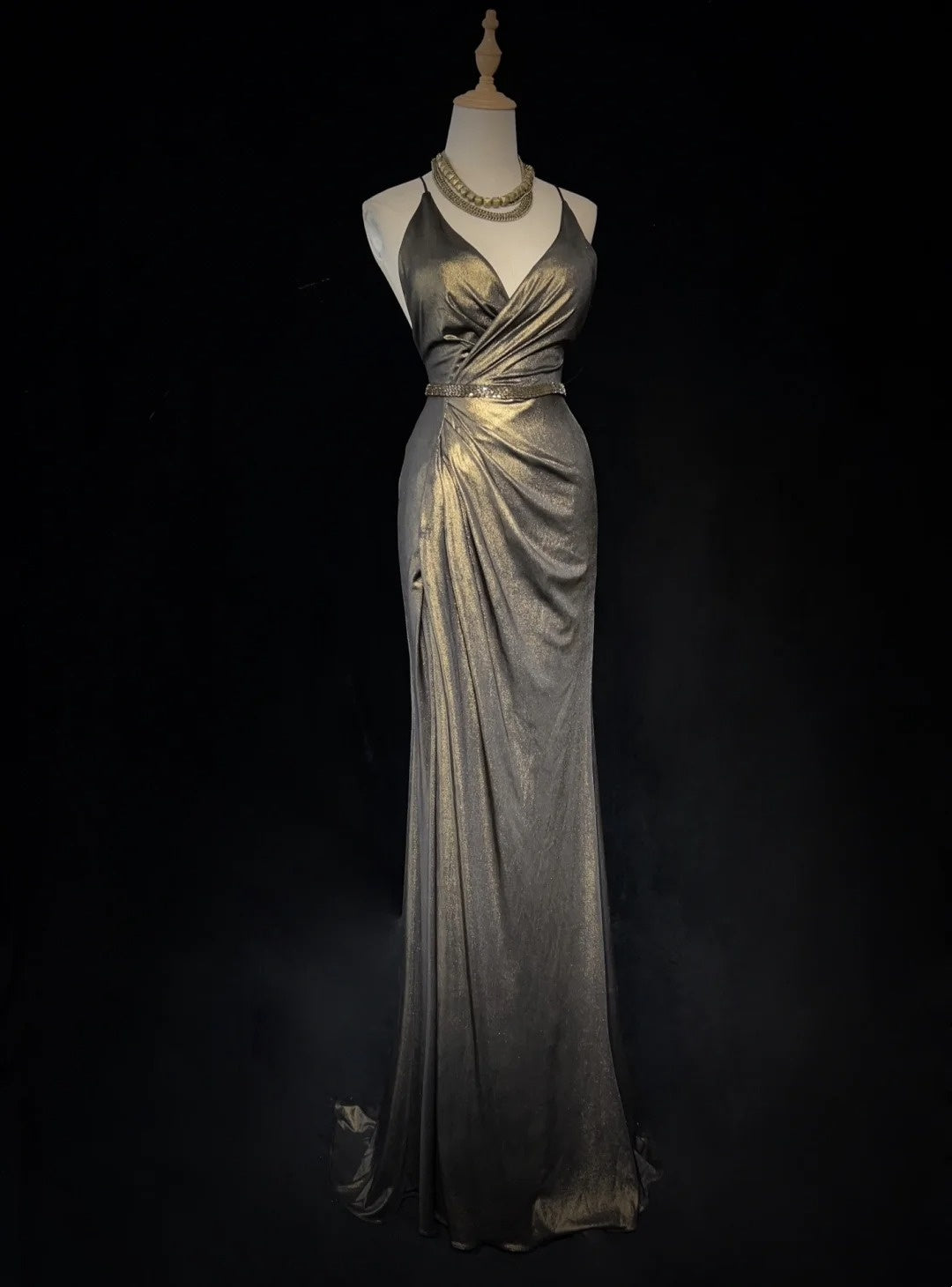 Trendige Ballkleider Inspiration Meerjungfrau Spaghettiträger Gala Satin Vintage Festliches Kleid N3186