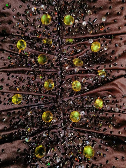 Wunderschöne Abschlussballkleider Inspo Ballkleid Sweetheart-Ausschnitt Satin mit Perlen Schokoladenbraun Damen Abendkleid N3187