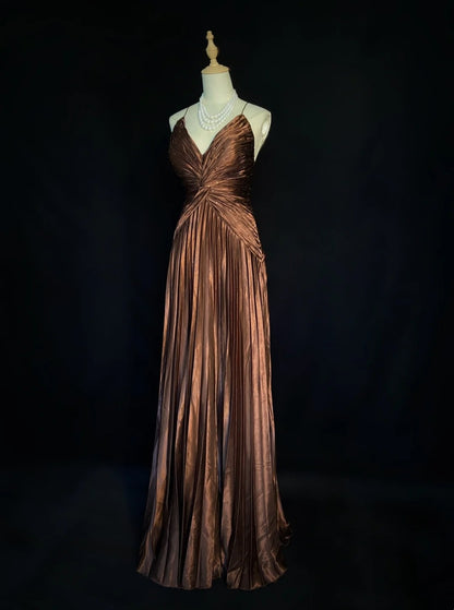 Trendige Ballkleider Inspiration Meerjungfrauen-Spaghettiträger Schokoladen-Gala Satin Rückenfrei Mit Umhang Formelle Kleider N3189