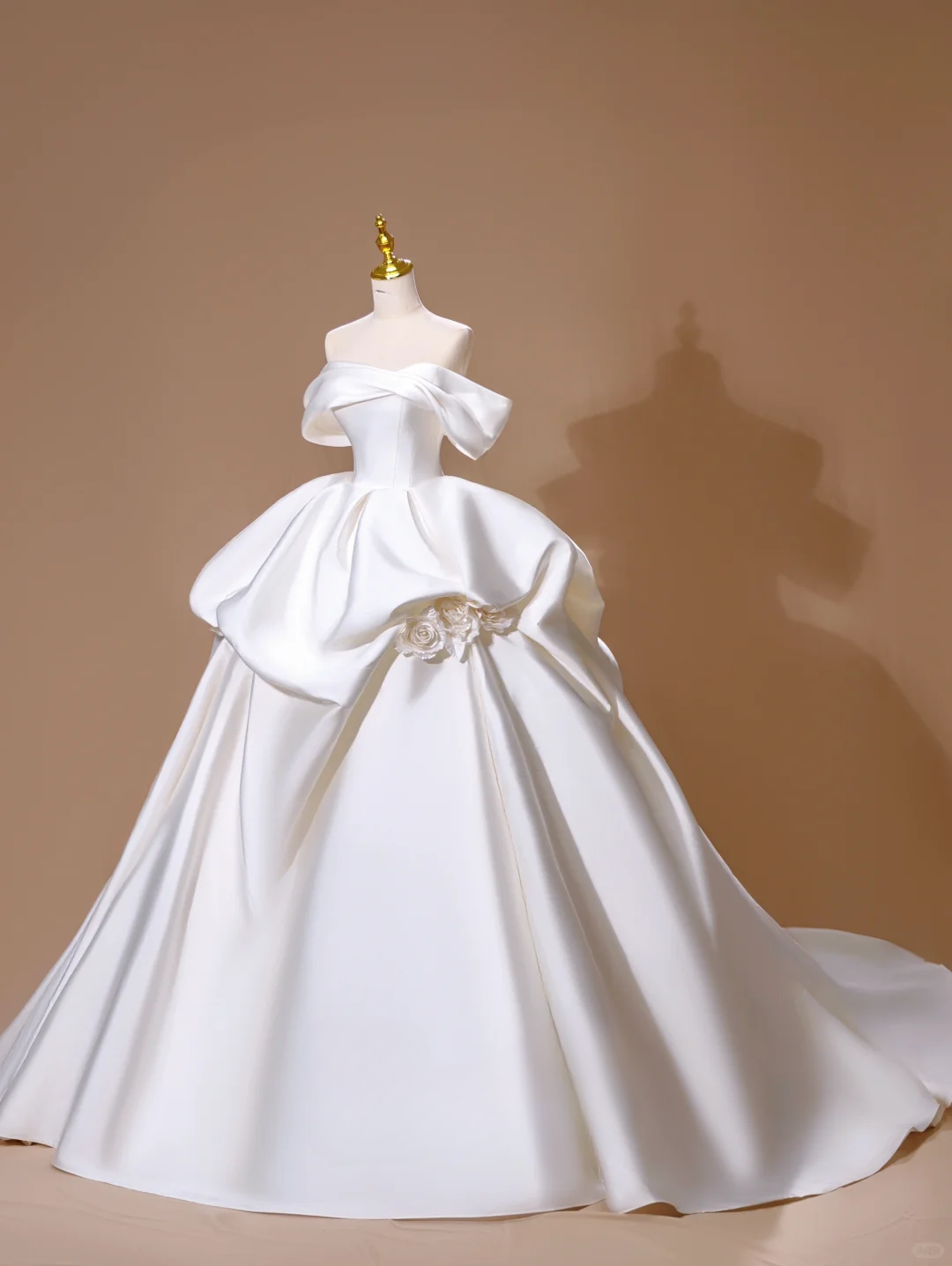 Princess Ball Gown Off The Shoulder Satin White Long Wedding Dress Beautiful Formal Cute Wedding Dresses DH2813