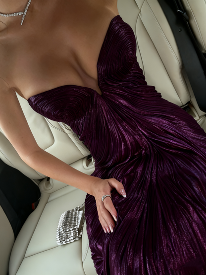 Robe de bal longue en mousseline de soie rose à volants, style sirène chic et décolleté en cœur, inspiration DH2921