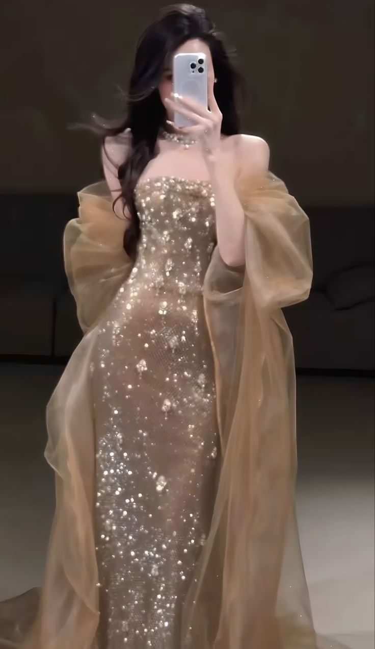 Modest Mermaid Strapless Champagne Sequin Prom Dresses Party Dress 18th Birthday Outfits Prom Gown DH3021